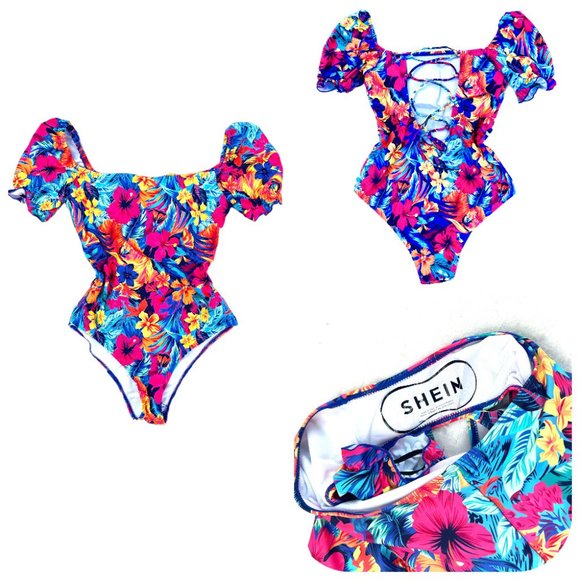 NWOT Shein floral one piece swimsuit/bodysuit XL - Picture 1 of 8